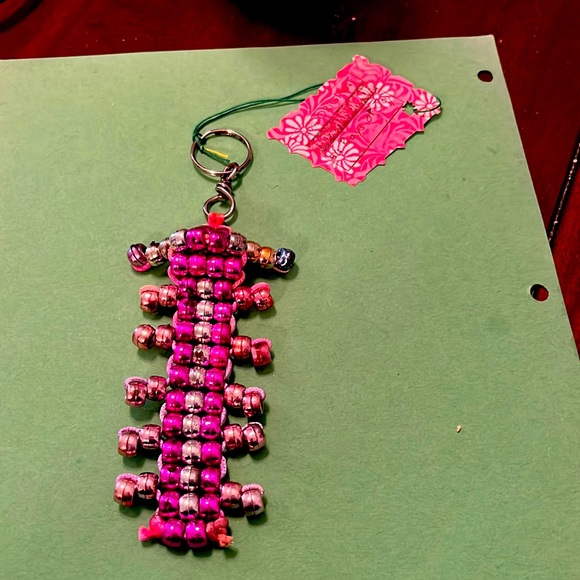 Handmade, New, Beaded, Keychain, Centipede, Metallic Hot Pink, Pink - Picture 1 of 4